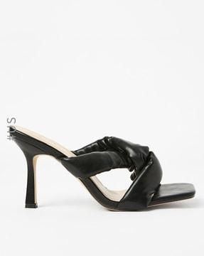 ruched kitten heeled sandals