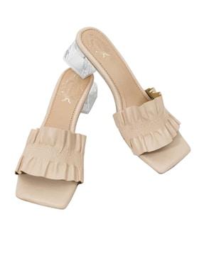 ruched open-toe chunky heeled sandals