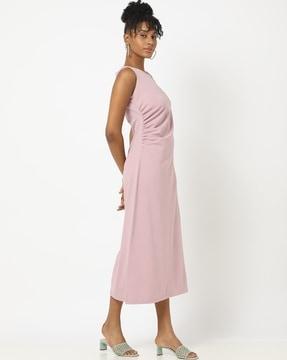 ruched sheath midi dress