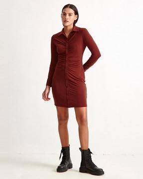 ruched shirt dress