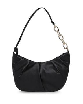ruched shoulder bag with chain strap