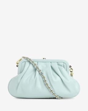 ruched sling bag with detachable chain strap
