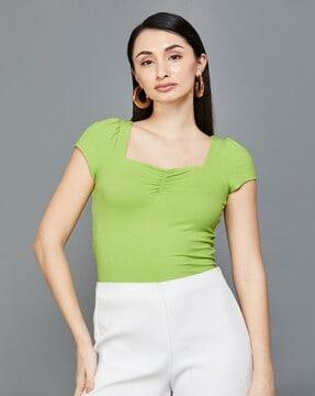 ruched square-neck top