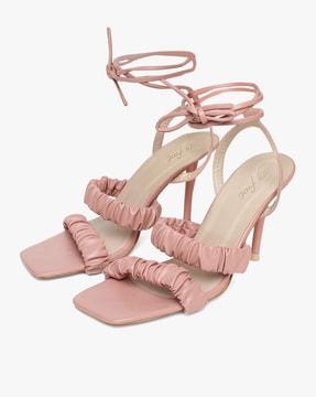 ruched strap ankle-strap stilettos