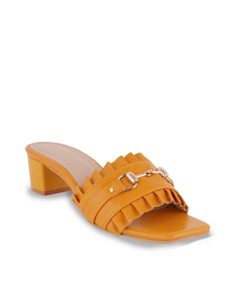 ruched strap chunky heeled sandals