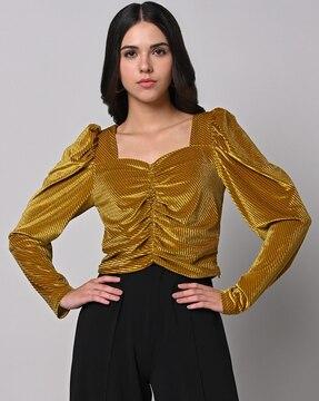 ruched top with puff sleeves