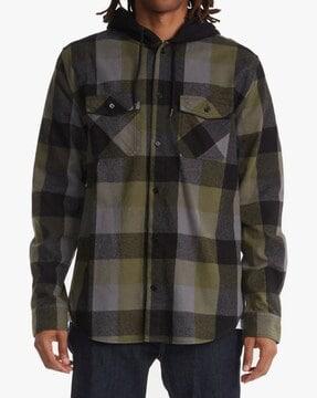 ruckus flannel checked hooded shacket