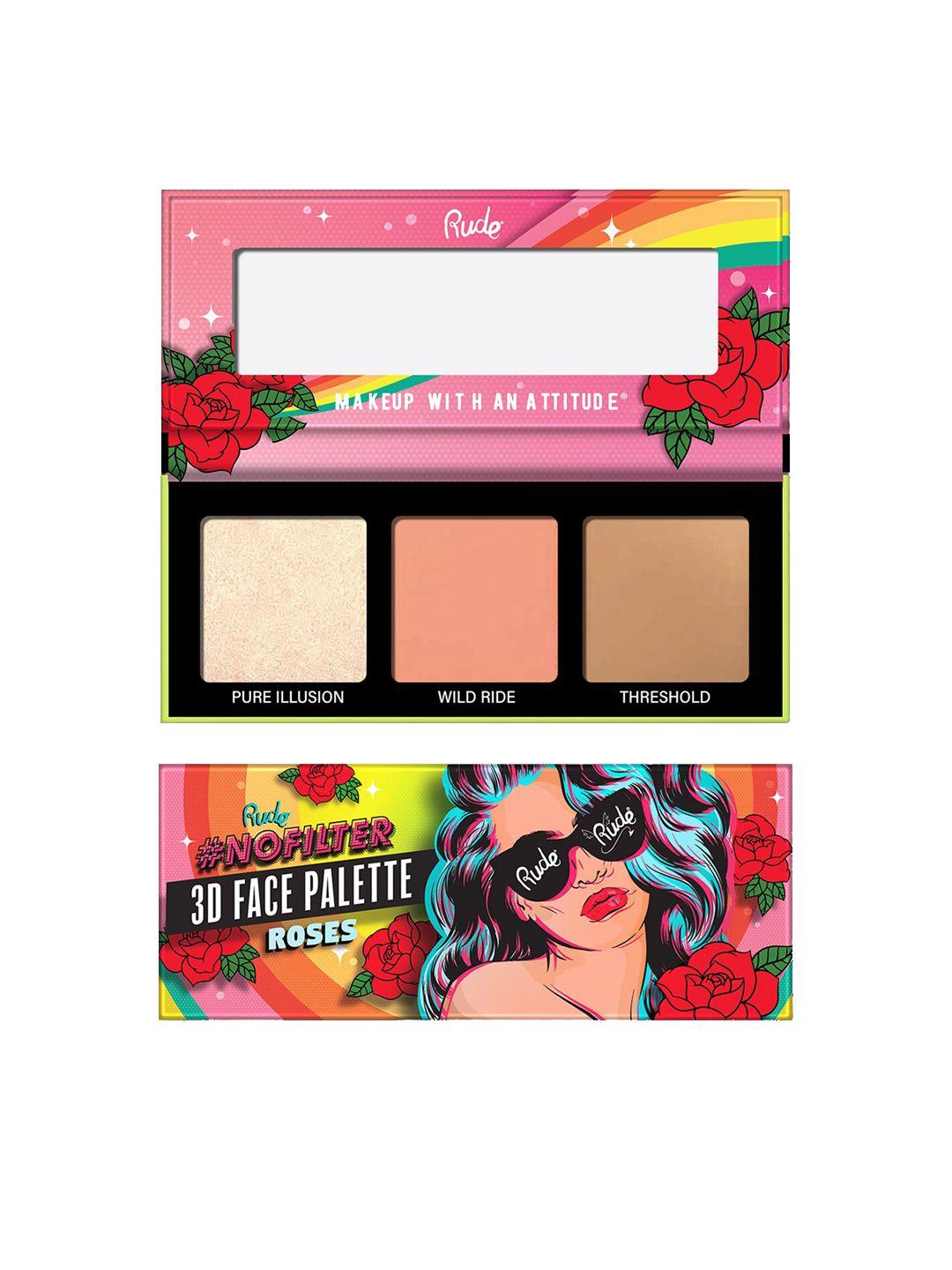 rude cosmetics nofilter 3d face palette 6 g - roses