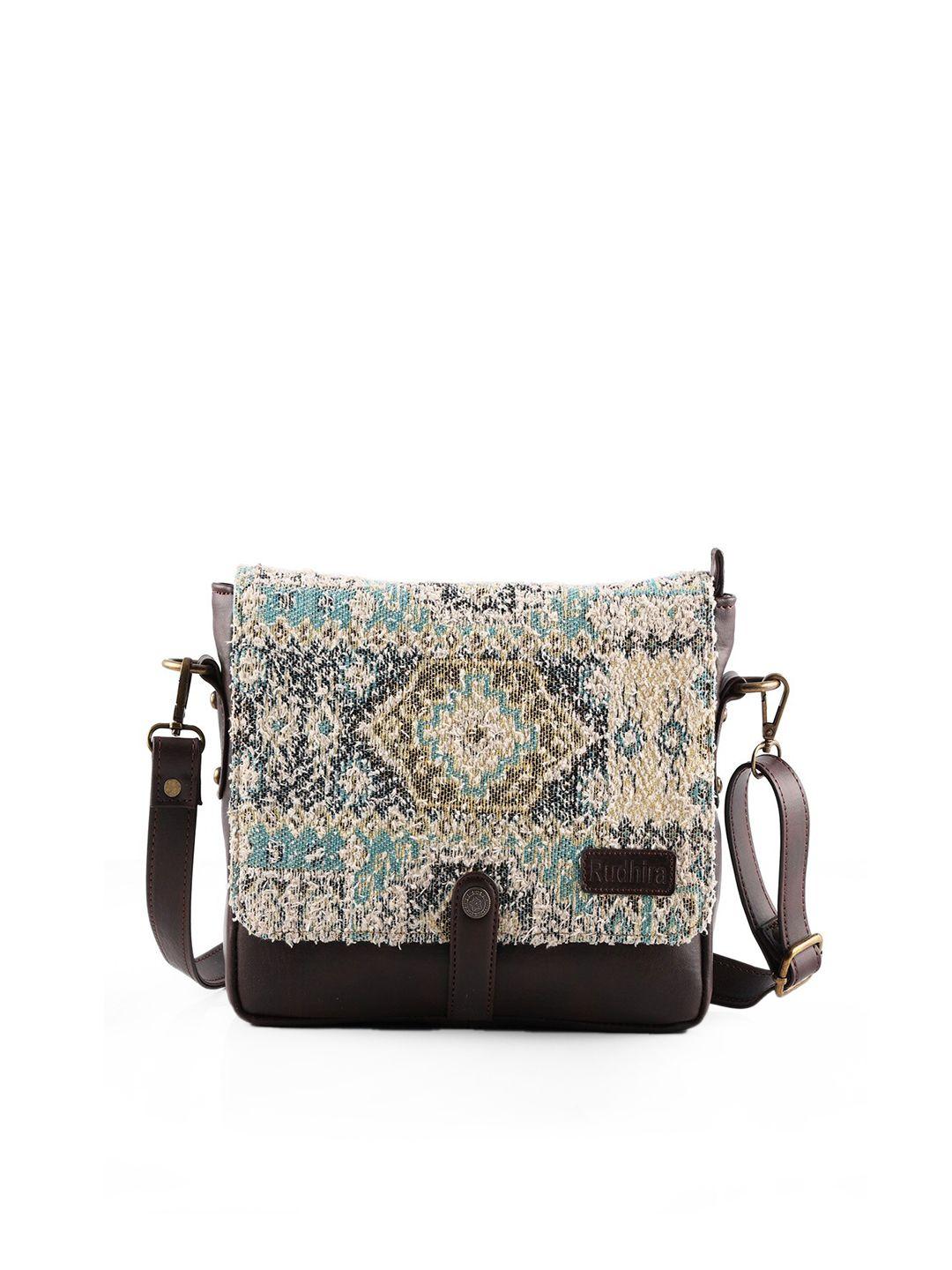 rudhira ethnic motifs printed leather structured sling bag