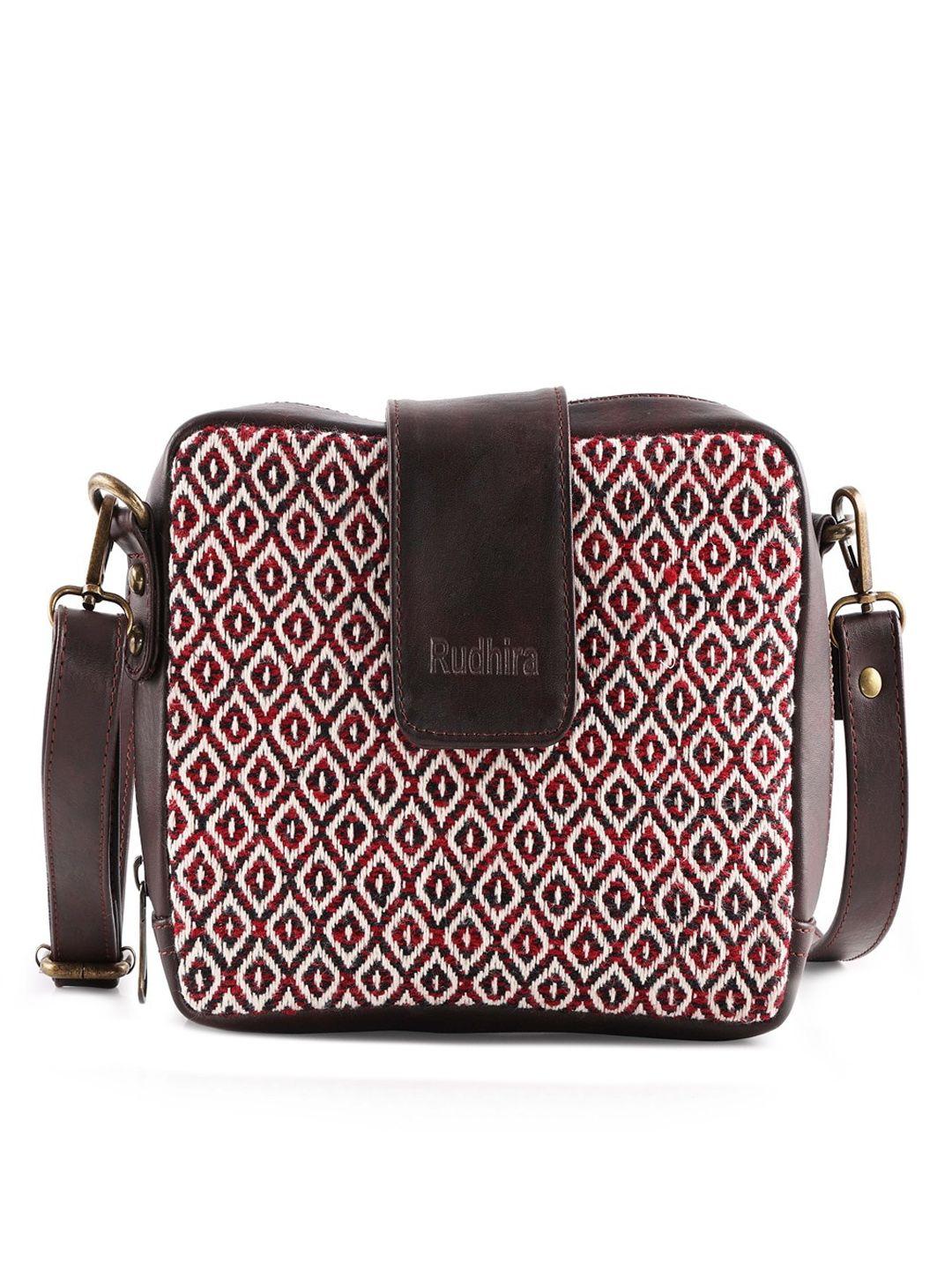 rudhira geometric leather structured sling bag