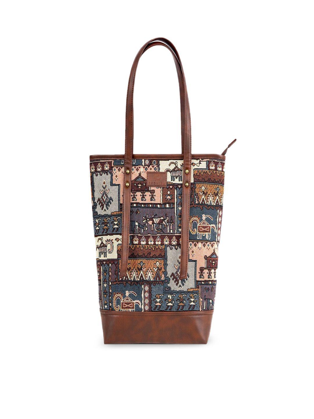 rudhira printed leather shopper tote bag