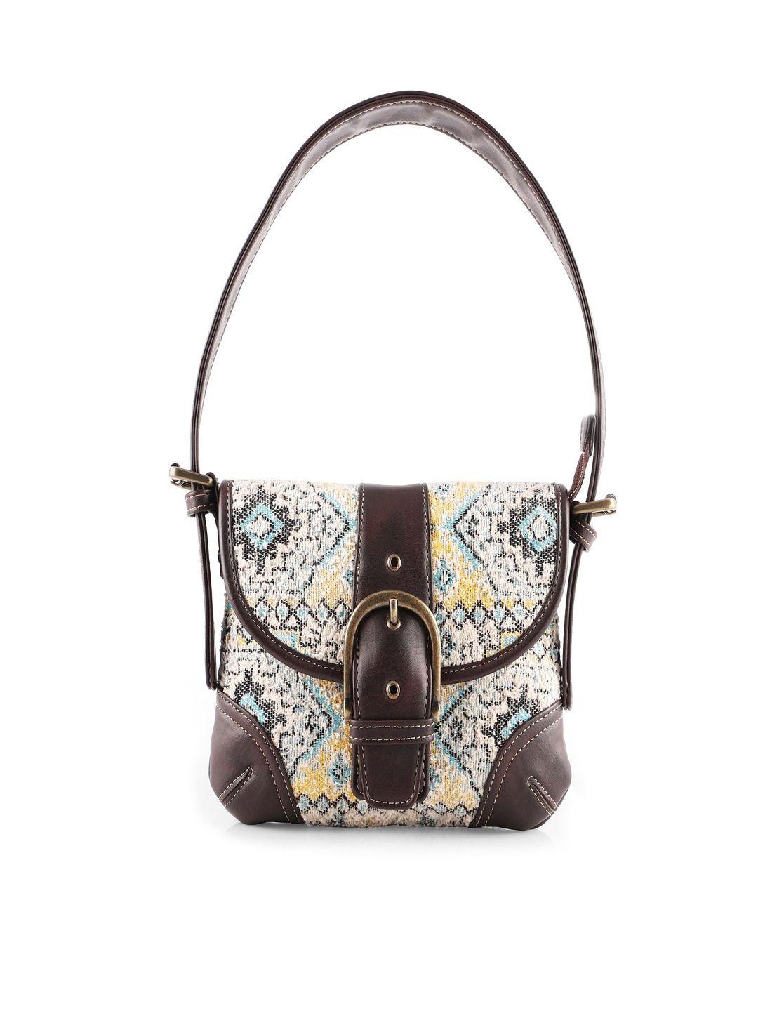 rudhira printed leather structured handheld bag