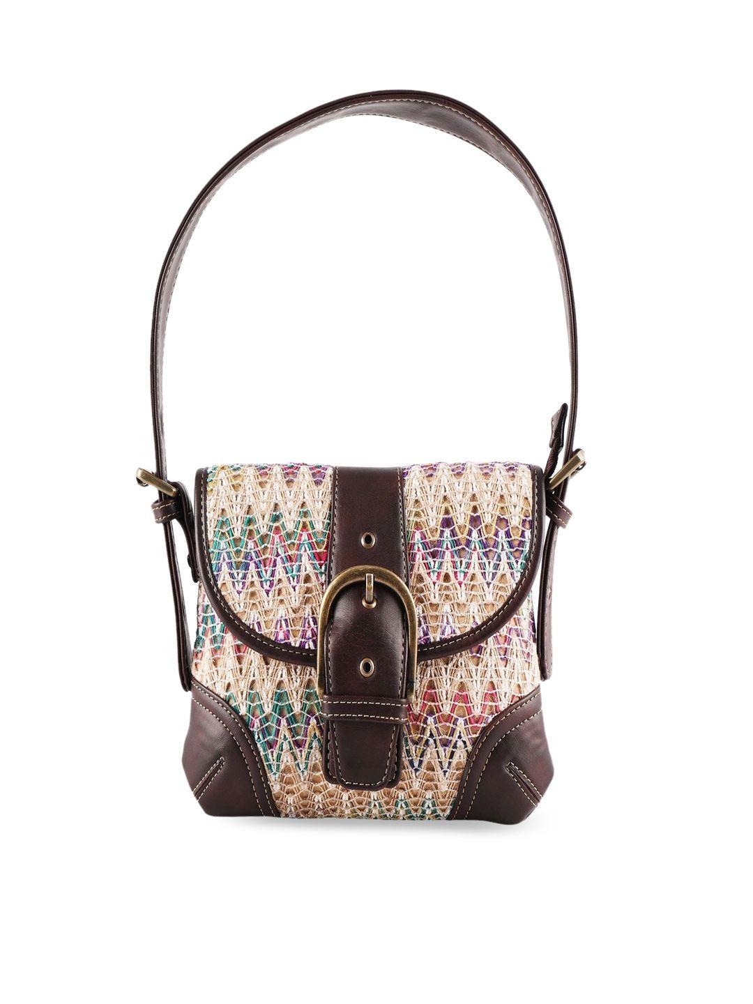 rudhira printed leather structured handheld bag