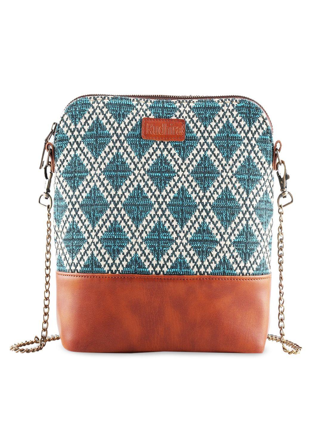 rudhira printed leather structured sling bag