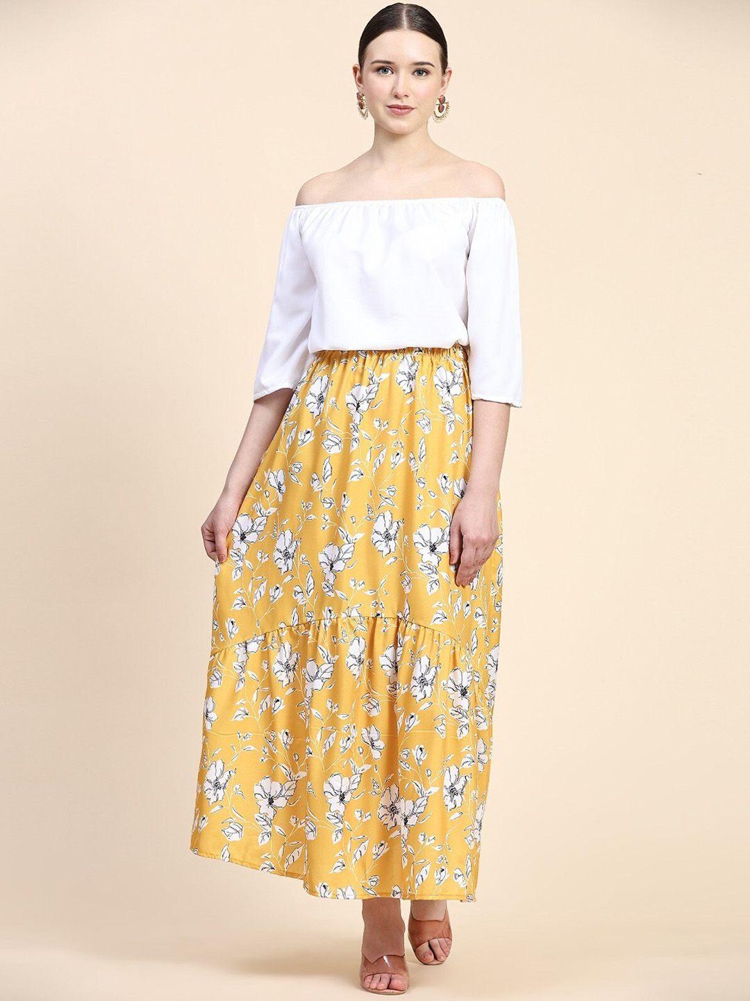 rudra fashion printed flared midi skirts