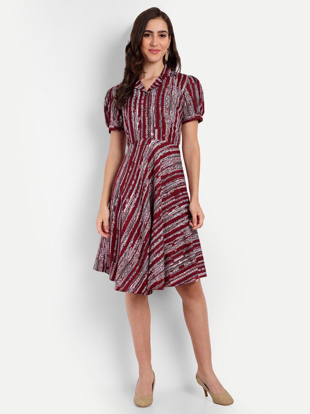 rudraaksha creations abstract printed puff sleeve crepe a-line dress