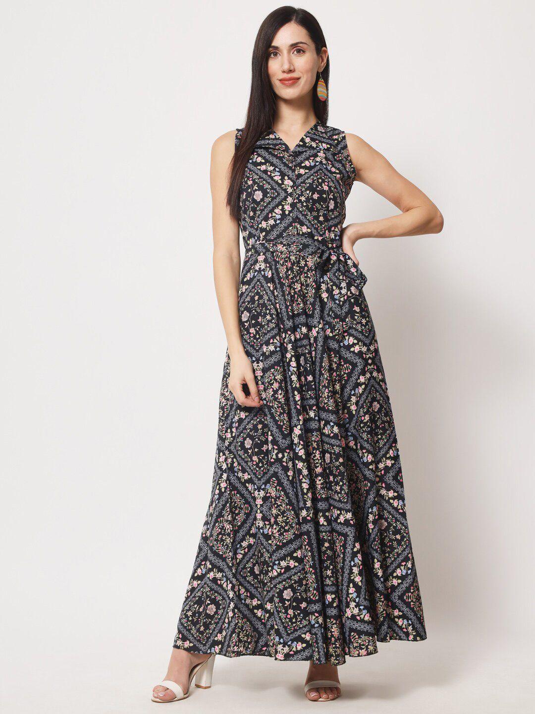 rudraaksha creations floral printed fit & flare maxi dress