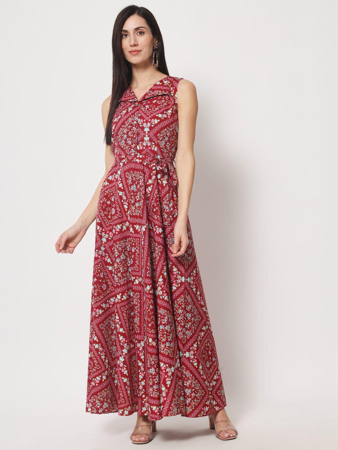 rudraaksha creations floral printed fit & flare maxi dress