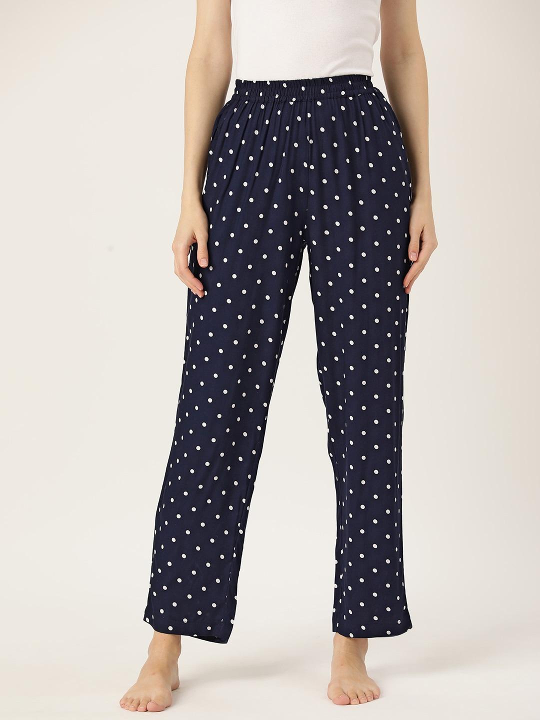 rue collection polka dots printed pure cotton lounge pants