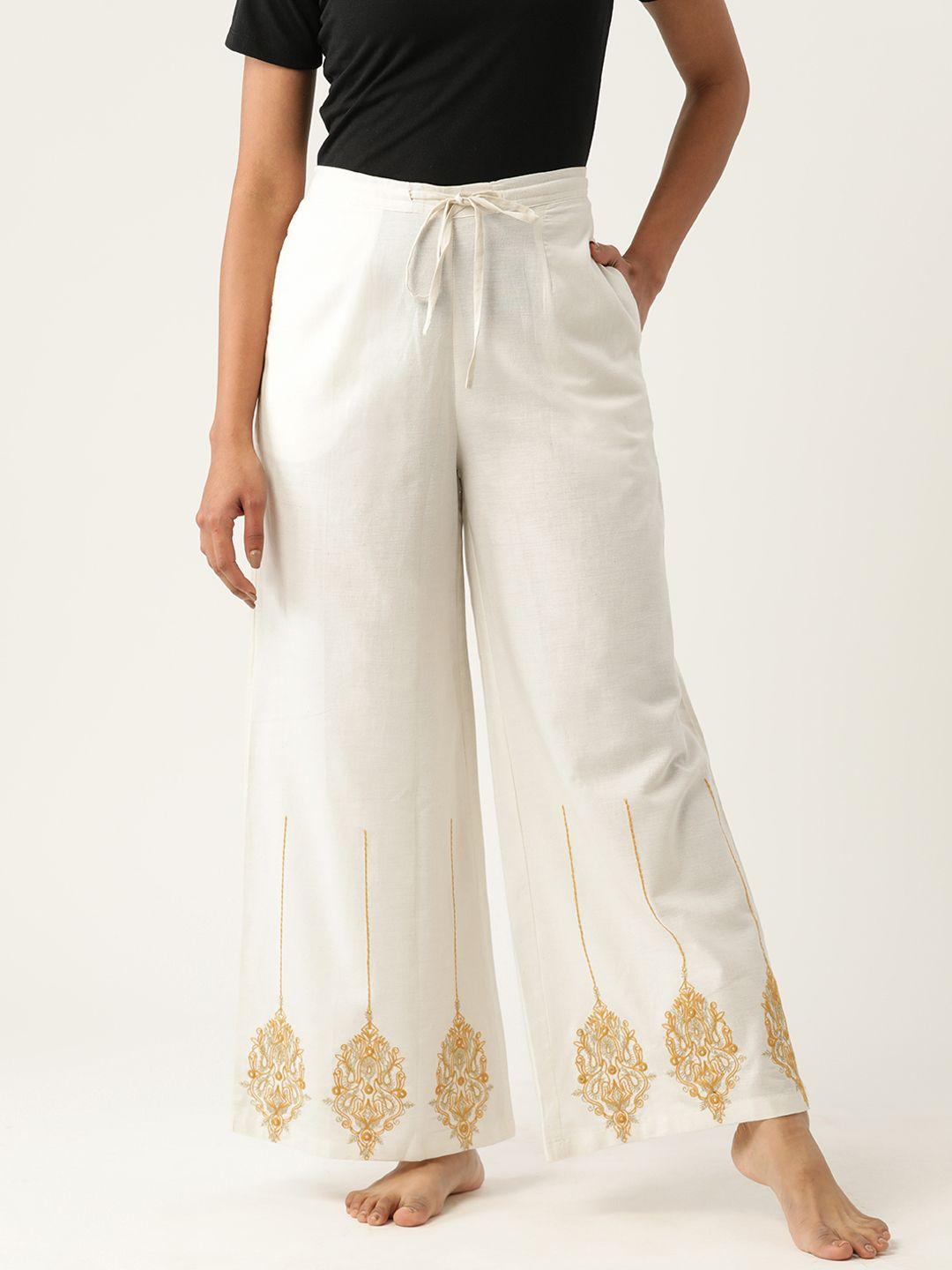 rue collection women embroidered cotton lounge pants