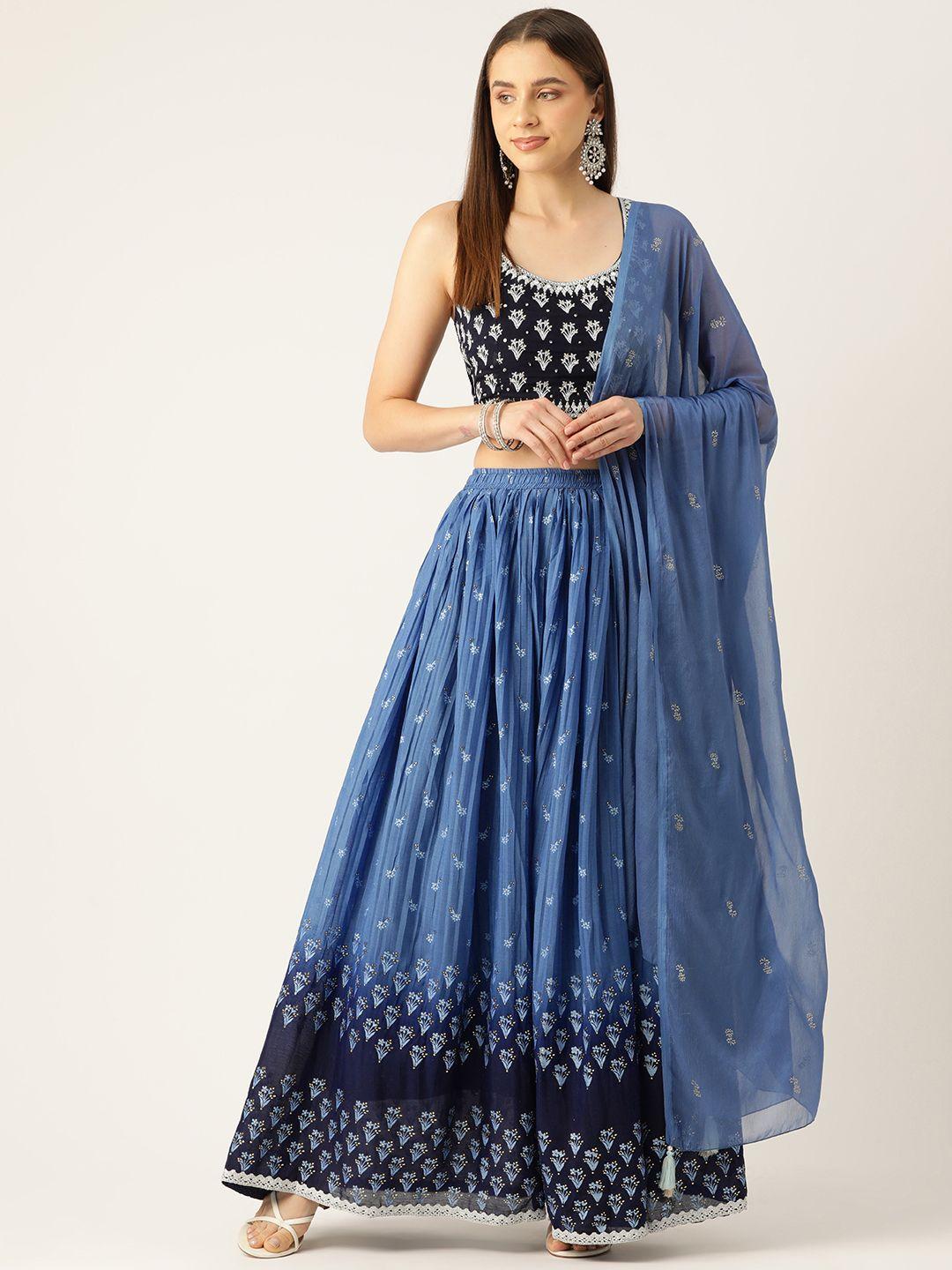 rue collection embroidered sequinned ready to wear lehenga & blouse with dupatta