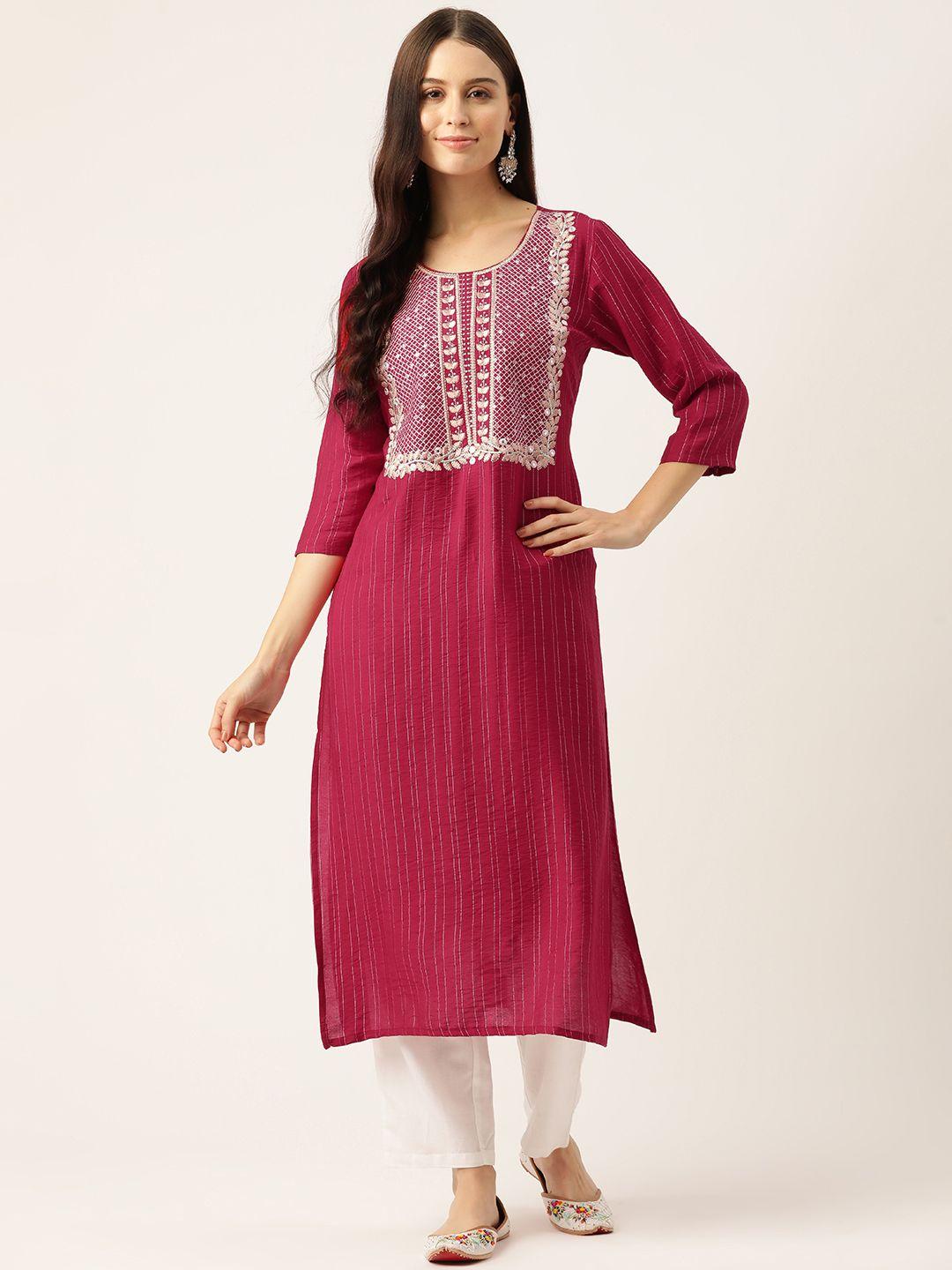 rue collection ethnic motifs embroidered sequinned kurta