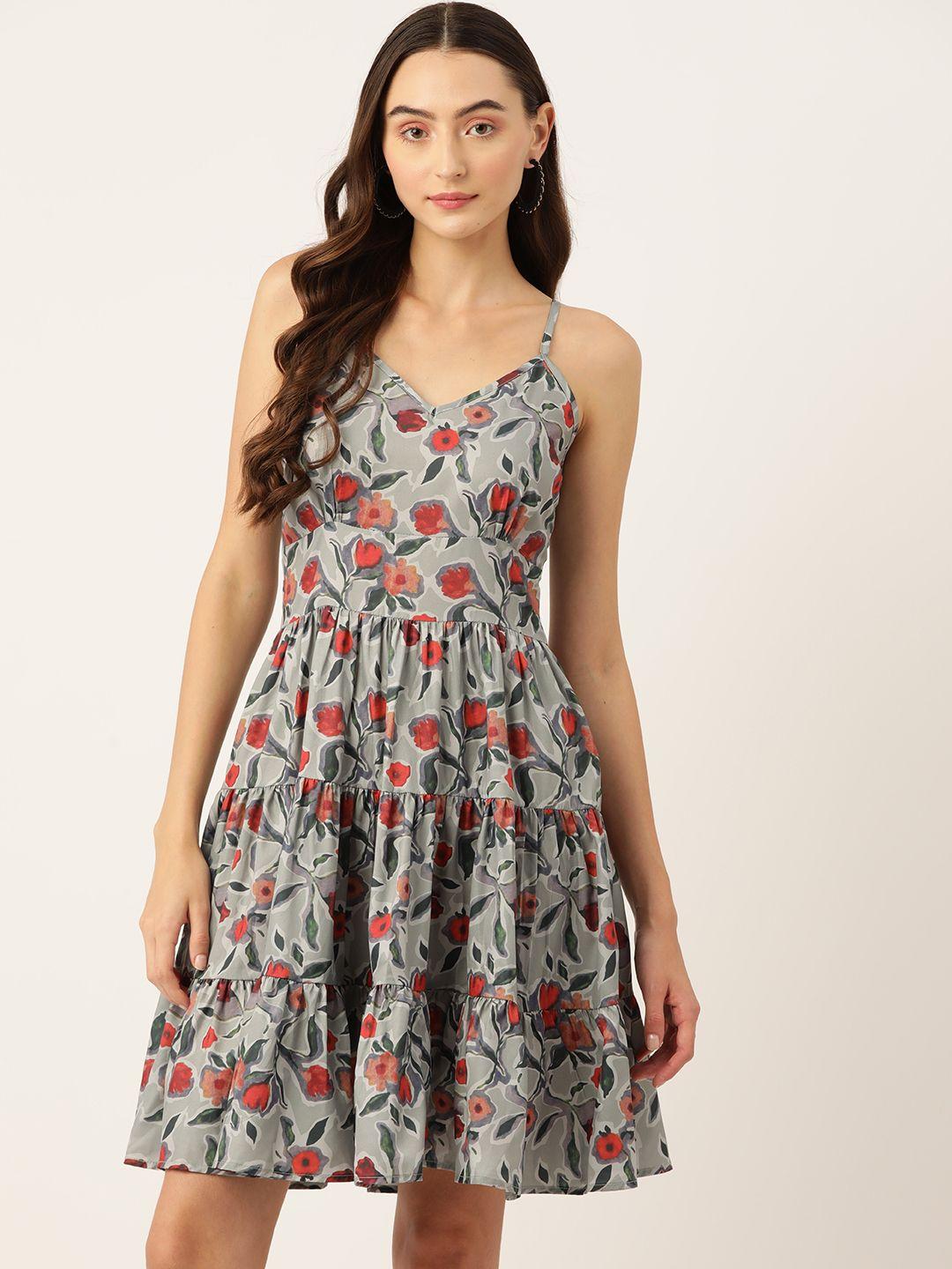 rue collection floral print crepe fit & flare dress