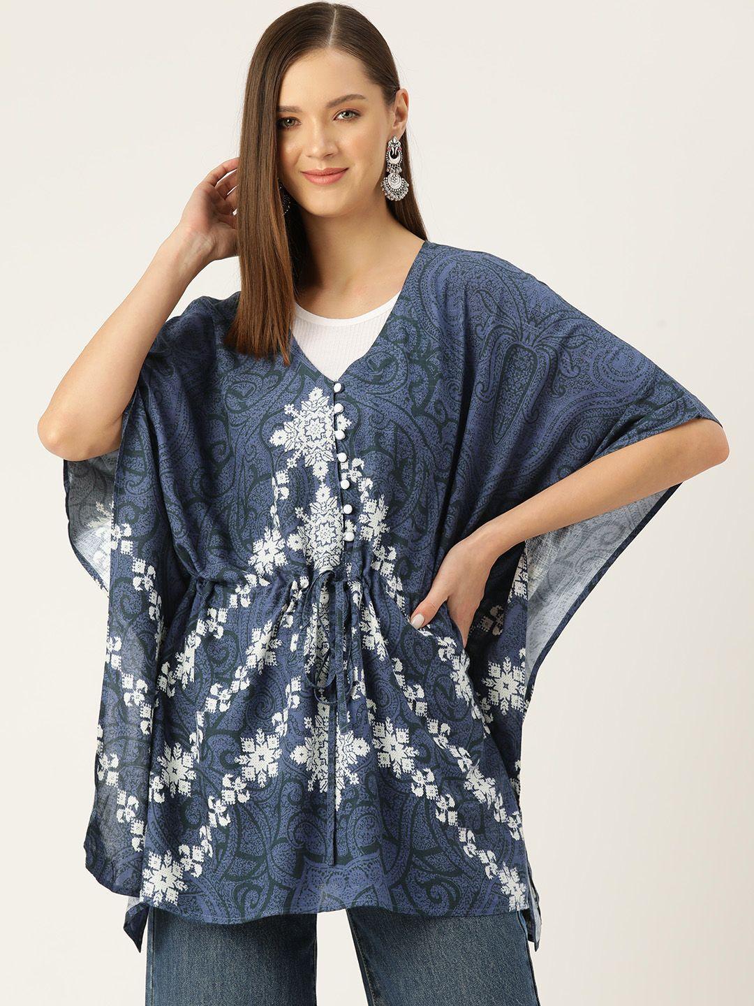 rue collection printed kimono sleeves ethnic kaftan longline top