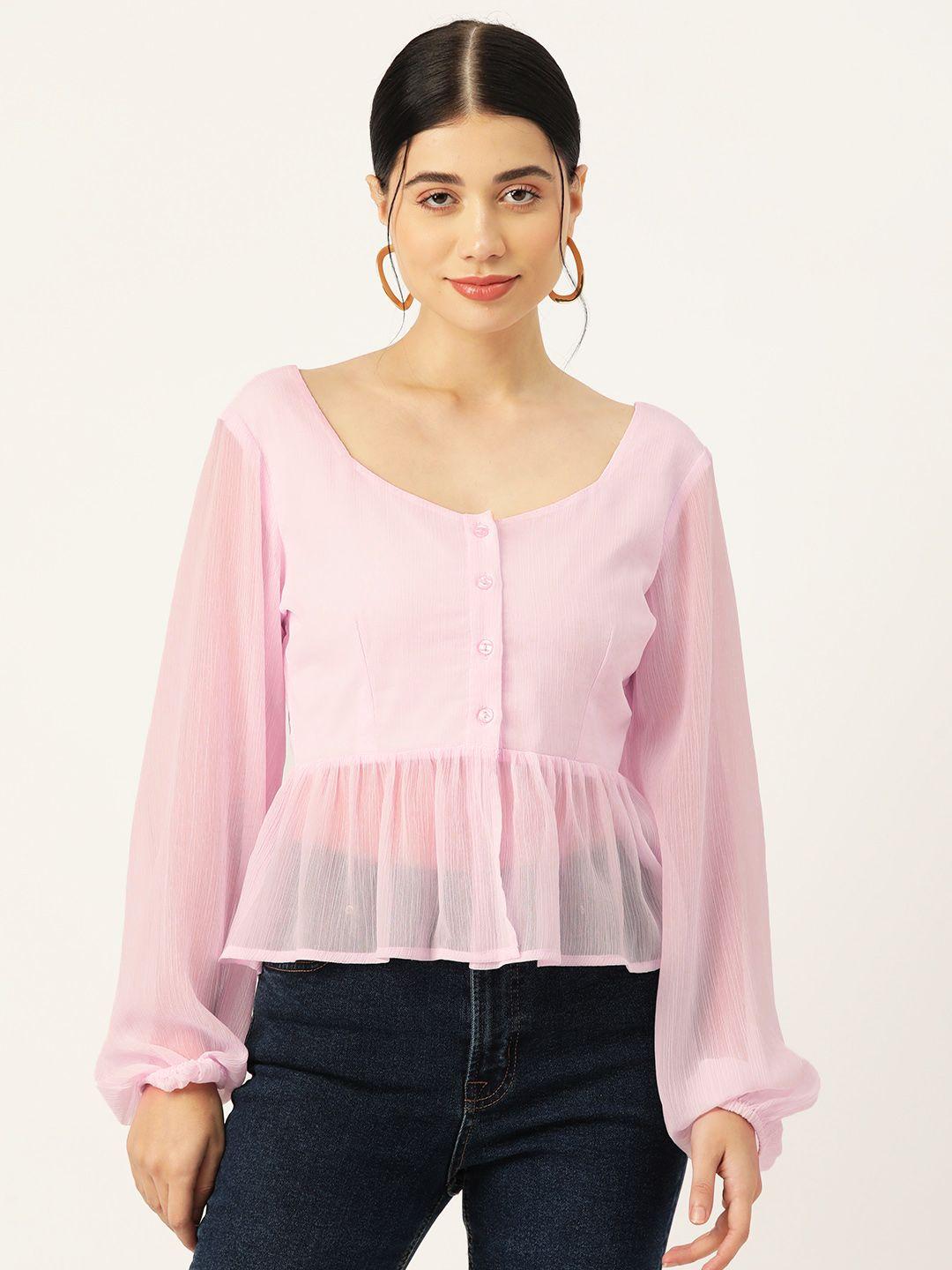 rue collection puff sleeve peplum top