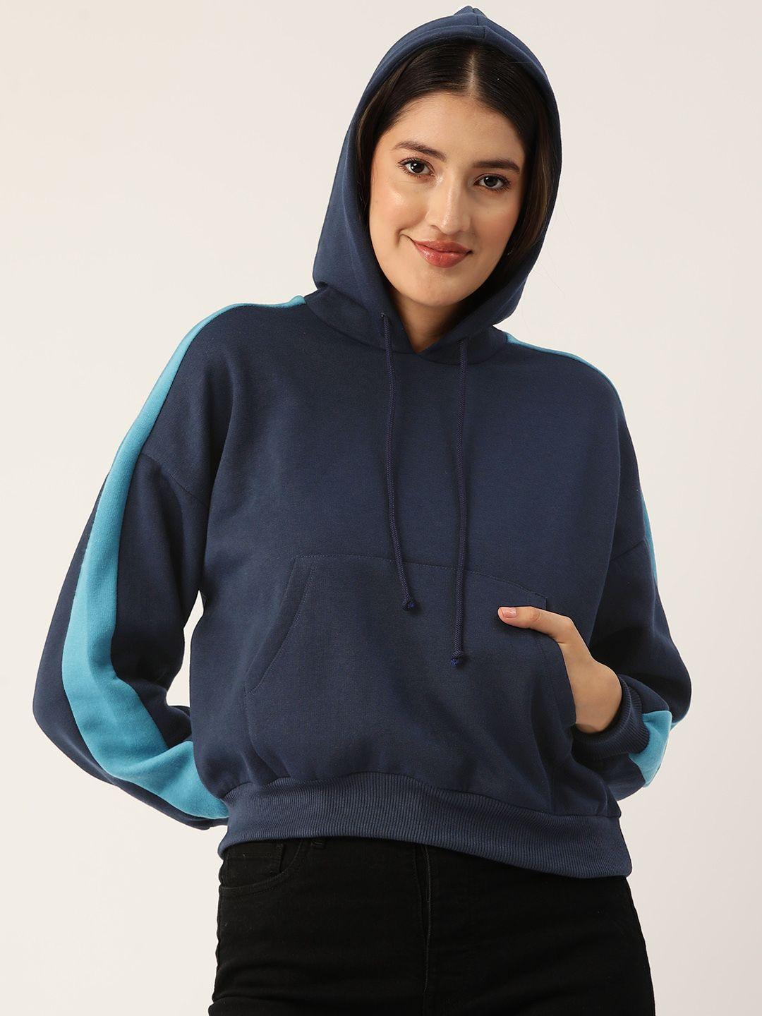 rue collection striped fleece hooded sweatshirt