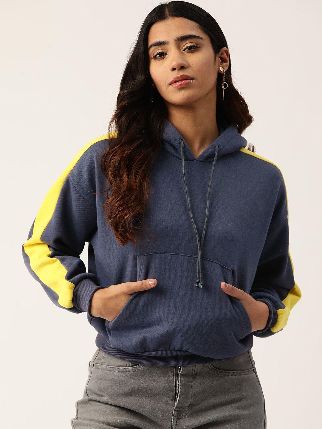 rue collection striped hooded fleece sweatshirt