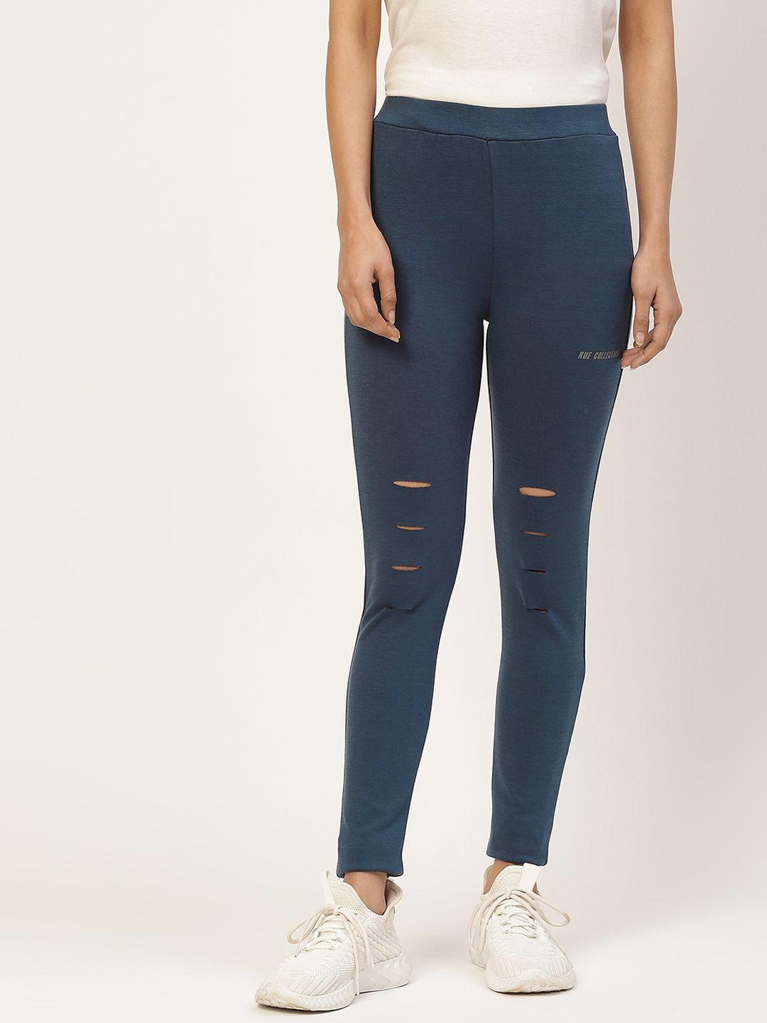 rue collection women blue solid ankle length skinny fit jeggings