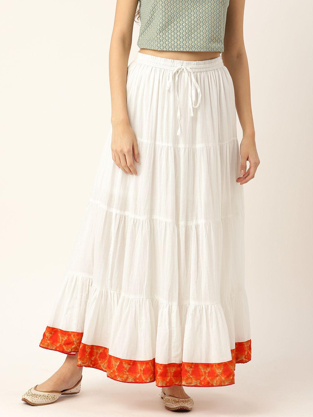 rue collection women solid tiered cotton maxi skirt