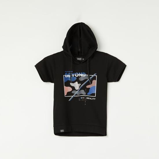 ruff kids boys graphic printed hooded t-shirt