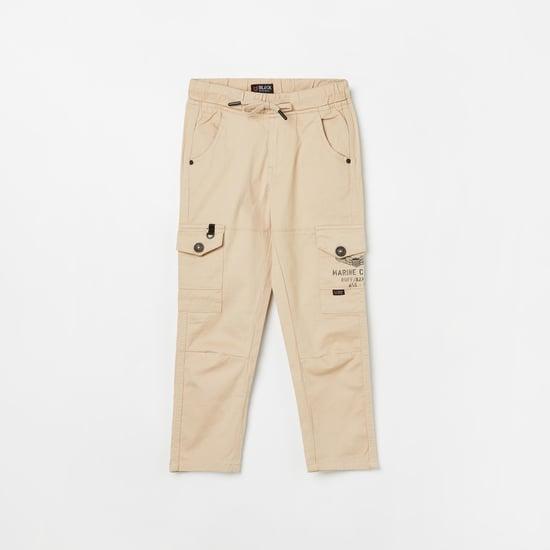 ruff kids boys solid regular fit cargo trousers