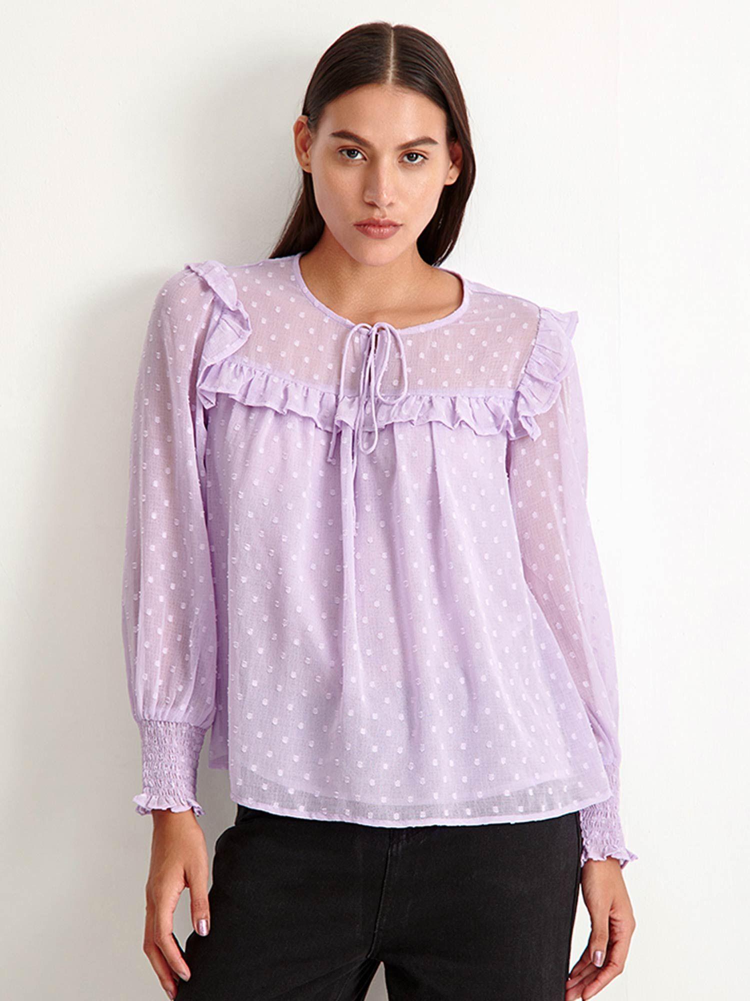 ruffle story lilac top