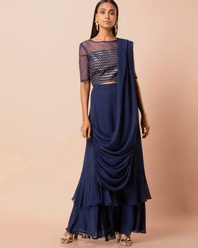 ruffled a-line saree skirt