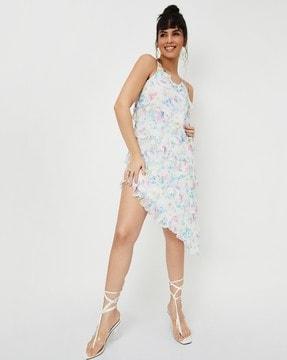 ruffled a-symmetric tiered dress