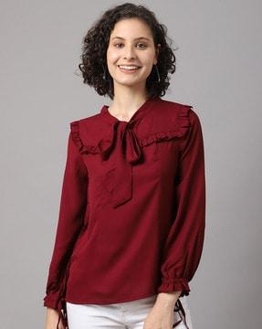 ruffled blouson top