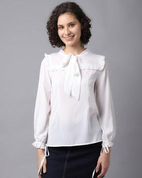 ruffled blouson top