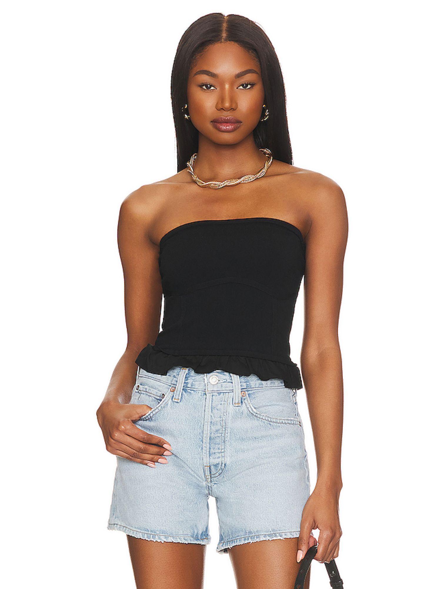 ruffled corset tube top