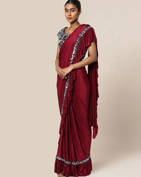 ruffled embellished saree