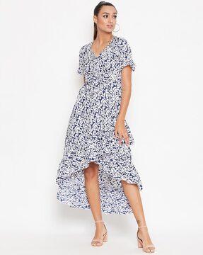 ruffled fit & flare dress with belt