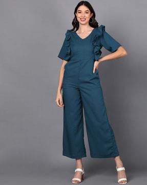 ruffled jumpsuit with insert pocket