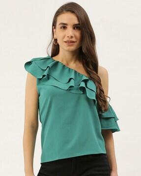 ruffled one-shoulder top