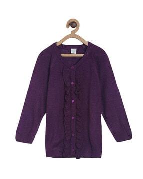 ruffled overlay v-neck cardigan