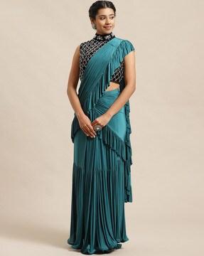 ruffled pre-stitched lycra saree