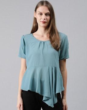 ruffled round neck top