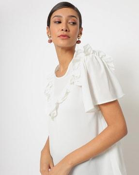 ruffled round-neck top