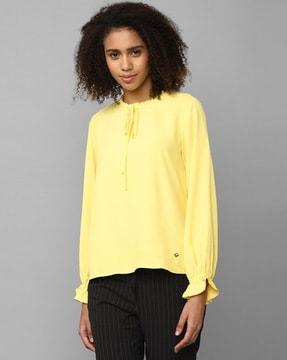 ruffled round-neck top